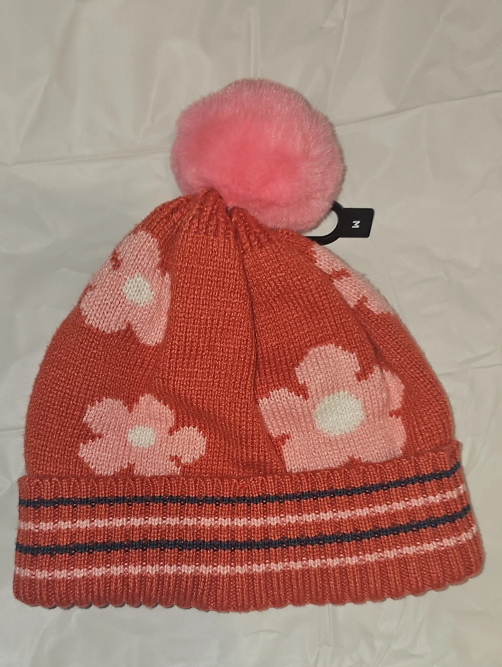 Old Navy Pom-Pom Beanie for Toddler Girls Size Medium Pink Floral New